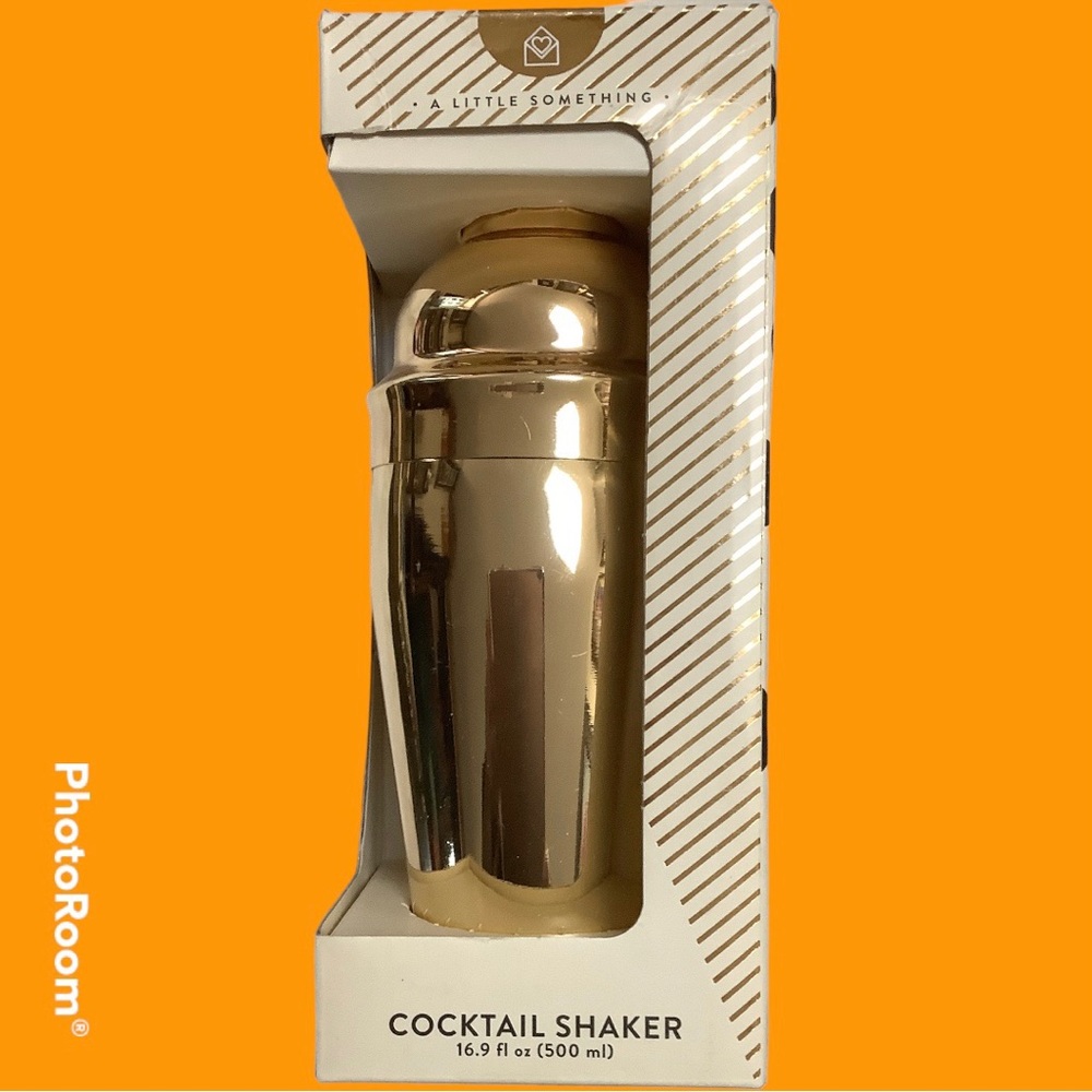 A little something cocktail shaker gold Tone 16.9 oz New in box!